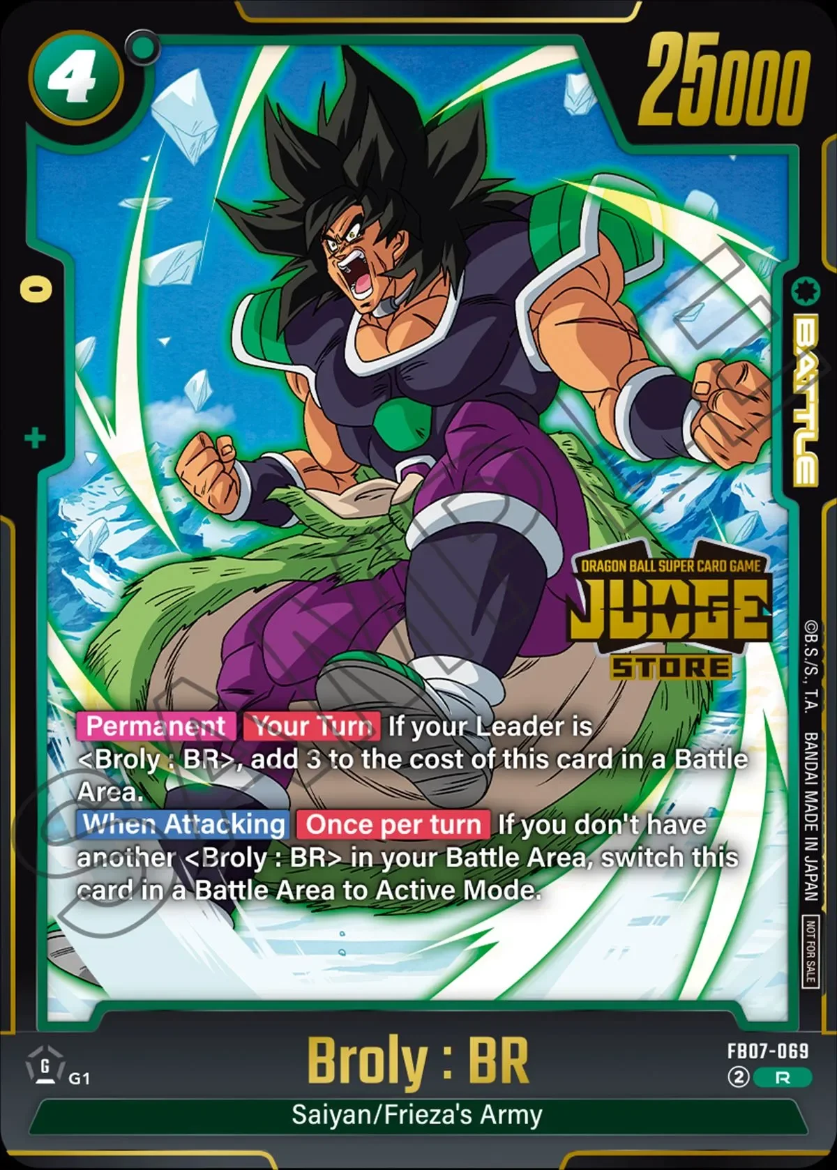 Broly : BR – karta Dragon Ball Super Card Game Fusion World, rarity R, kolor green