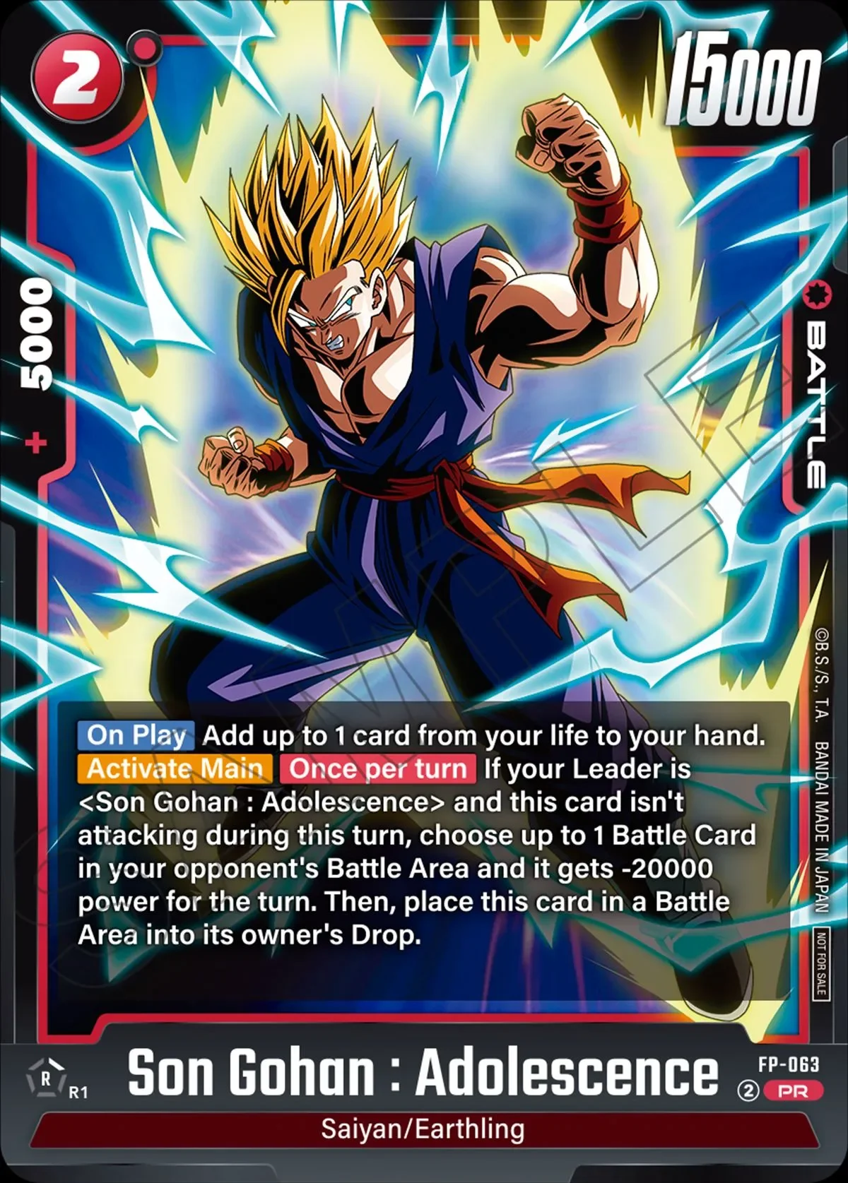 Son Gohan : Adolescence – karta Dragon Ball Super Card Game Fusion World, rarity PR, kolor red