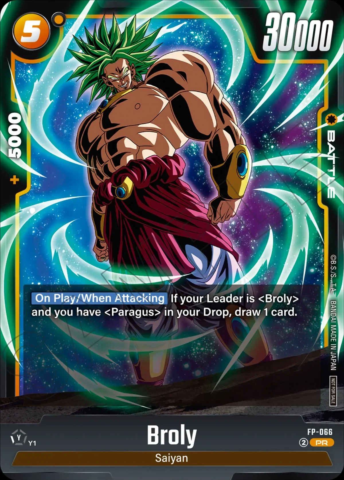 Broly – karta Dragon Ball Super Card Game Fusion World, rarity PR, kolor yellow