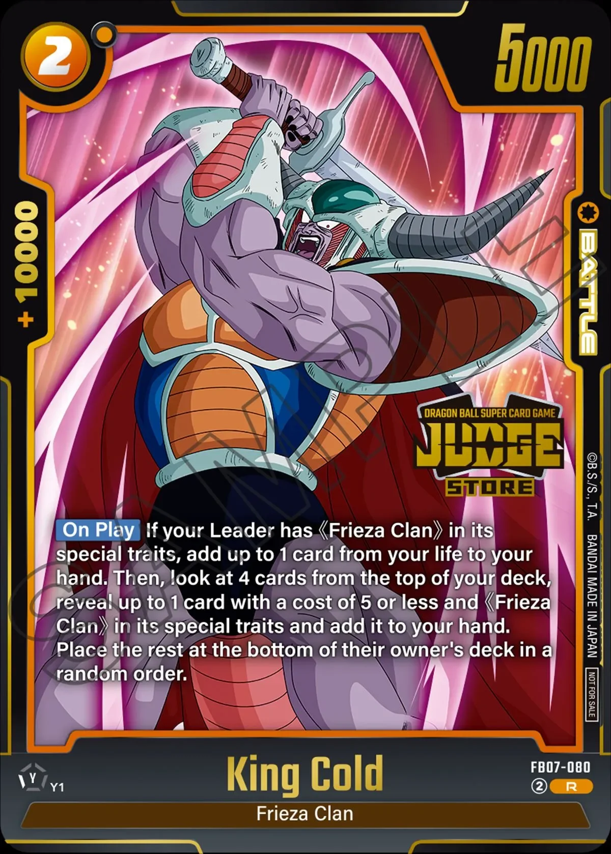 King Cold – karta Dragon Ball Super Card Game Fusion World, rarity R, kolor yellow